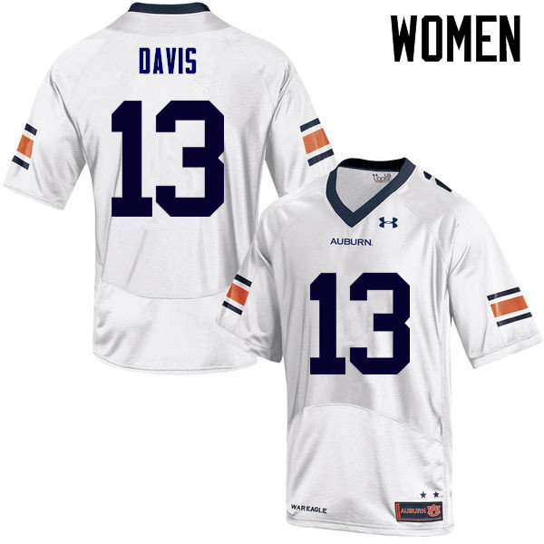 Women Auburn Tigers #13 Javaris Davis College Football Jerseys Sale-White - Click Image to Close